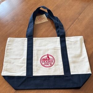 Trader Joe's Navy Blue Large Canvas Tote Bag